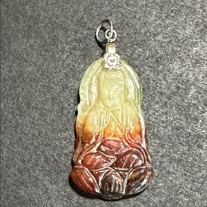 Carved Jade GuanYin Vintage Pendant